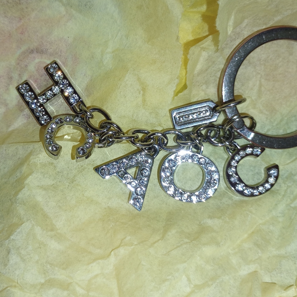 Coach Rare Crystal Pave Silver Rhinestone Keychain - Picture 7 of 16